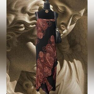 Vintage Beaded Floral Design Maxi Dress